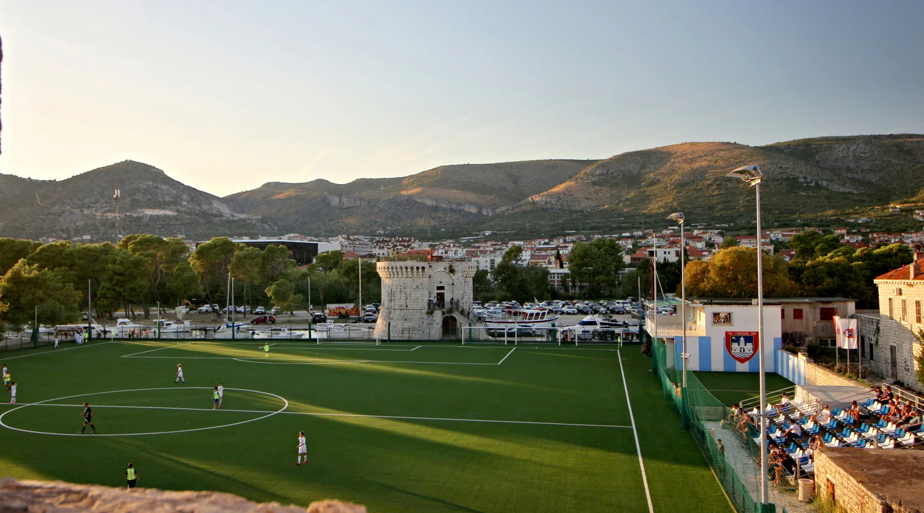 Igralište Batarija football pitch beside St Mark's Tower in Trogir