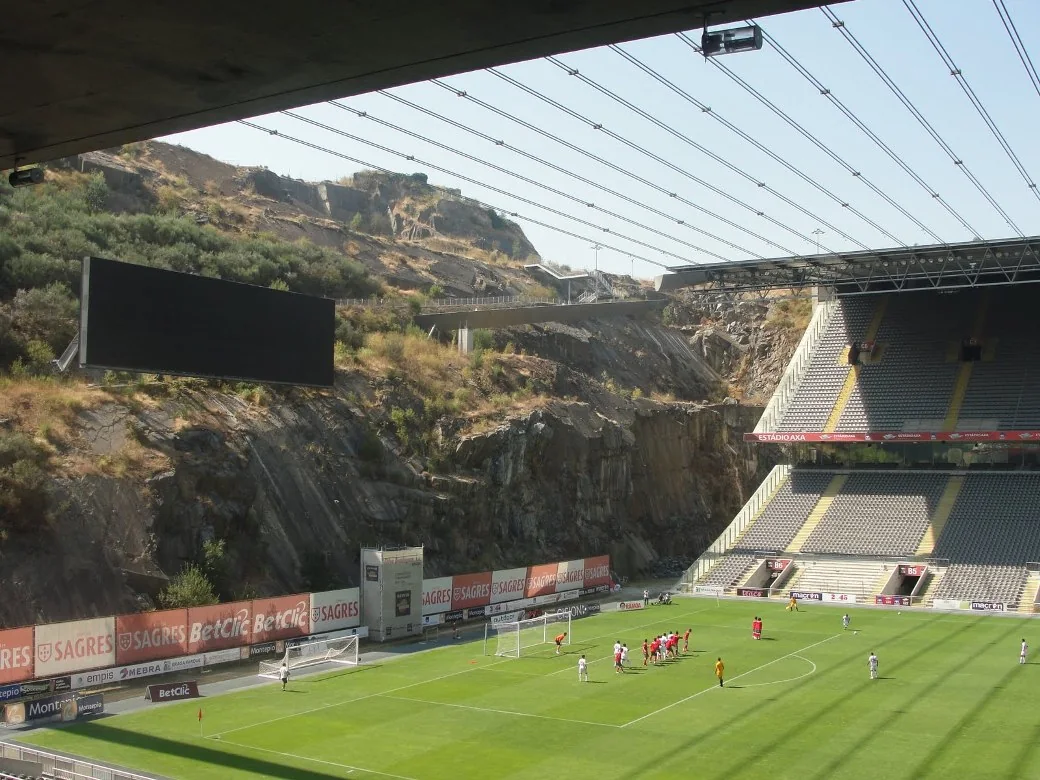 Estádio Municipal de Braga built into the face of a granite quarry